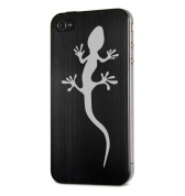Plaque arrière en aluminium brossé noir Moxie Topalu lézard pour iPhone 4 /4S