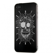 Plaque arrière en aluminium brossé noir Moxie Skull 2 pour iPhone 4 /4S