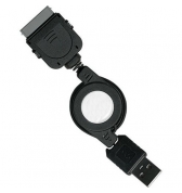 Cable noir iPhone 3G/3GS & 4/4S avec enrouleur vers USB