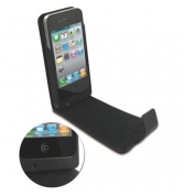 Etui batterie a rabat maroquinerie Faconnable noir iPhone 4/4S