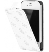 Etui à rabat 4G imprimés en silver. Blanc iPhone 4/4S