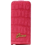 Etui à rabat finition croco. Rose IPHONE 5