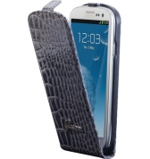 Etui à rabat finition croco glossy. Gris Galaxy SIII