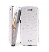 Etui clapet Blanc Façon Autruche PURO pour IPhone 5