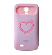 Coque rigide phosphorescente rose pale avec support vid&eacute;o pour Galaxy S4
