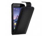 Etui clapet Carbone Chic Case noir pour Wiko Cink Peax