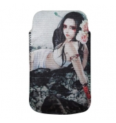 Etui pochette manga microfibre fille à la riviere iPhone 3g 3gs 4 4S