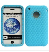 Housse silicone diamant bleu iphone 3g 3gs