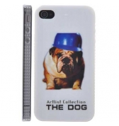 Coque arriere de protection the dog pour iphone 4 motif petit chiot bulldog casquette