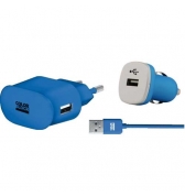 Pack charge 3 en 1 Colorblock bleu metal pour iPhone/iPod