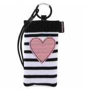 Chaussette Morgan rayures blanches et noires coeur rouge