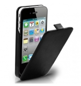 Etui cuir noir avec batterie int&eacute;gr&eacute;e pour iPhone 4 / 4S