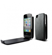 &Eacute;tui &agrave; rabat cuir Dexim avec batterie 2000mAh int&eacute;gr&eacute;e & protection &eacute;cran pour iPhone 4/4S