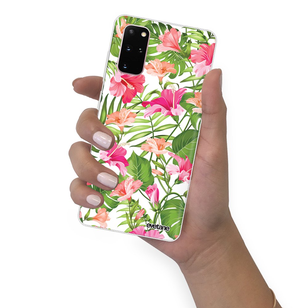 Coque Samsung Galaxy S20 Plus – Motif Fleur Rose Et Rouge – Silicone