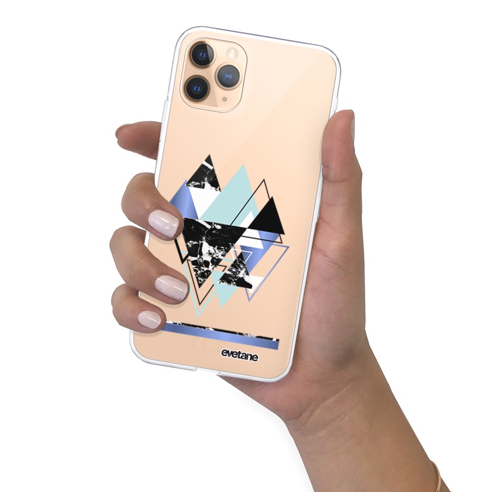 -5⬠sur Coque pour iPhone 11 Pro Max 360 intégrale transparente Triangles Bleus Tendance coque iphone 11 nude