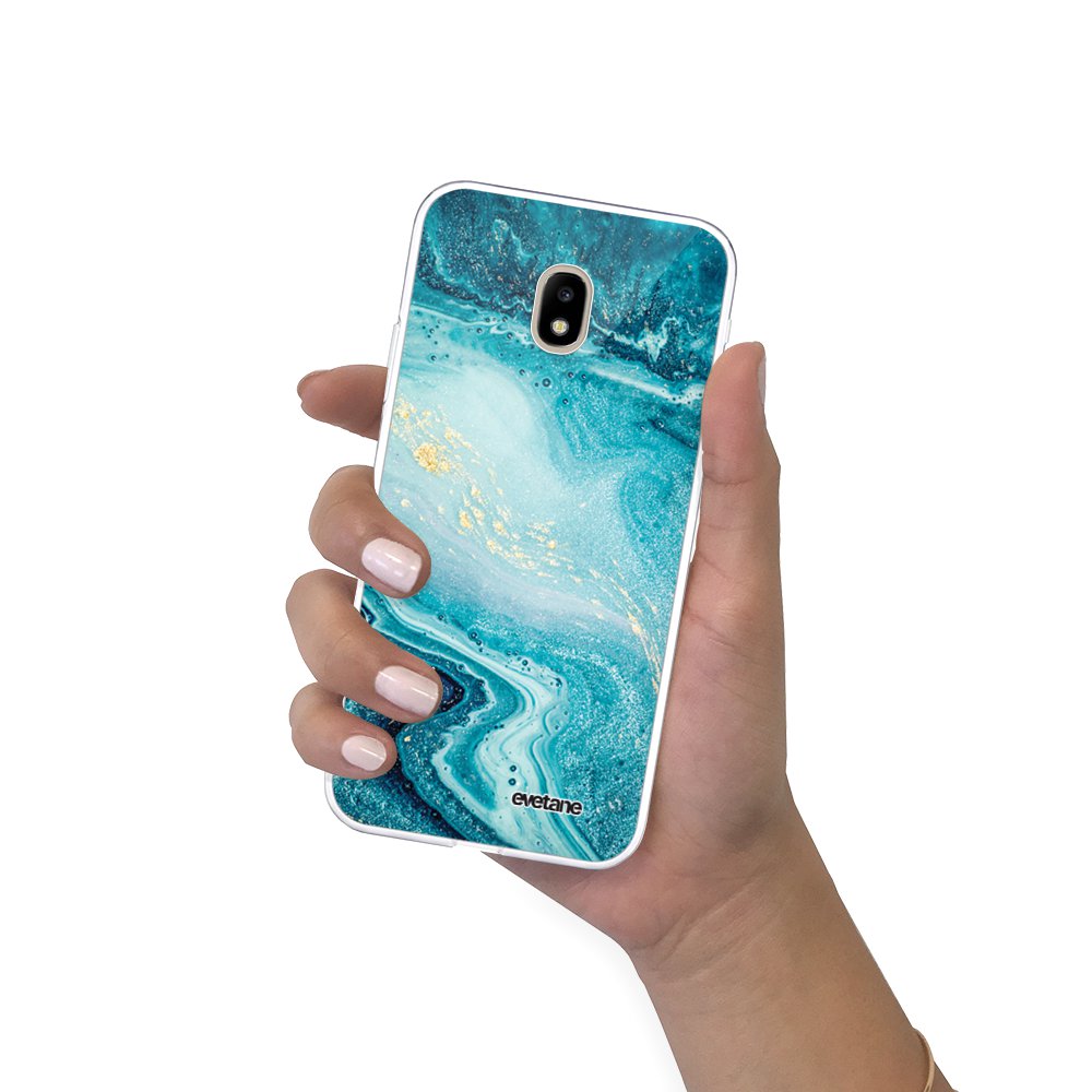 -10⬠sur Coque pour Samsung Galaxy J5 2017 transparente Bleu Nacré Marbre Tendance [Evetane coque telephone j5 samsung