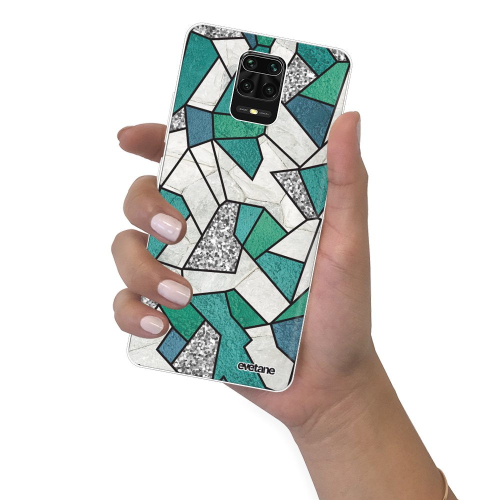 Coque Protection Marbre Pour Xiaomi Redmi Note 9S - Verre Trempé Et Bord TPU, Finition Anti-dérapante